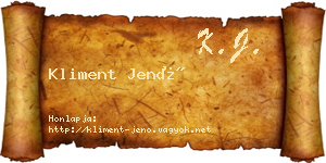 Kliment Jenő névjegykártya